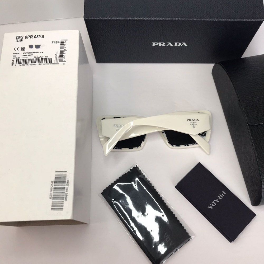 💯- Authentic New PRADAPR 08YS white havana black Sunglasses - Picture 13 of 16